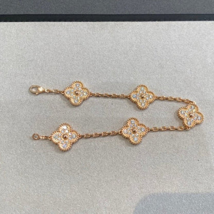 [Vicky]CLOVER 5 MOTIFS  FULL DIAMOND BRACELET