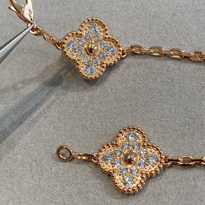 [Vicky]CLOVER 5 MOTIFS  FULL DIAMOND BRACELET