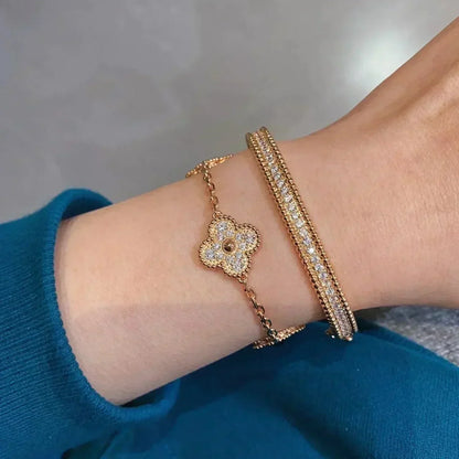 [Vicky]CLOVER 5 MOTIFS  FULL DIAMOND BRACELET