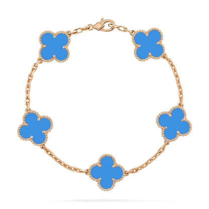 [Vicky]CLOVER 5 MOTIFS BLUE AGATE BRACELET