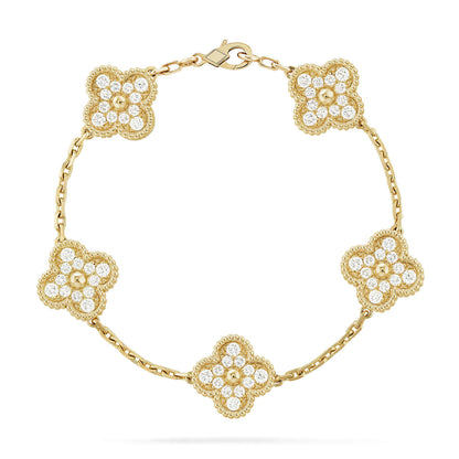 [Vicky]CLOVER 5 MOTIFS  FULL DIAMOND BRACELET