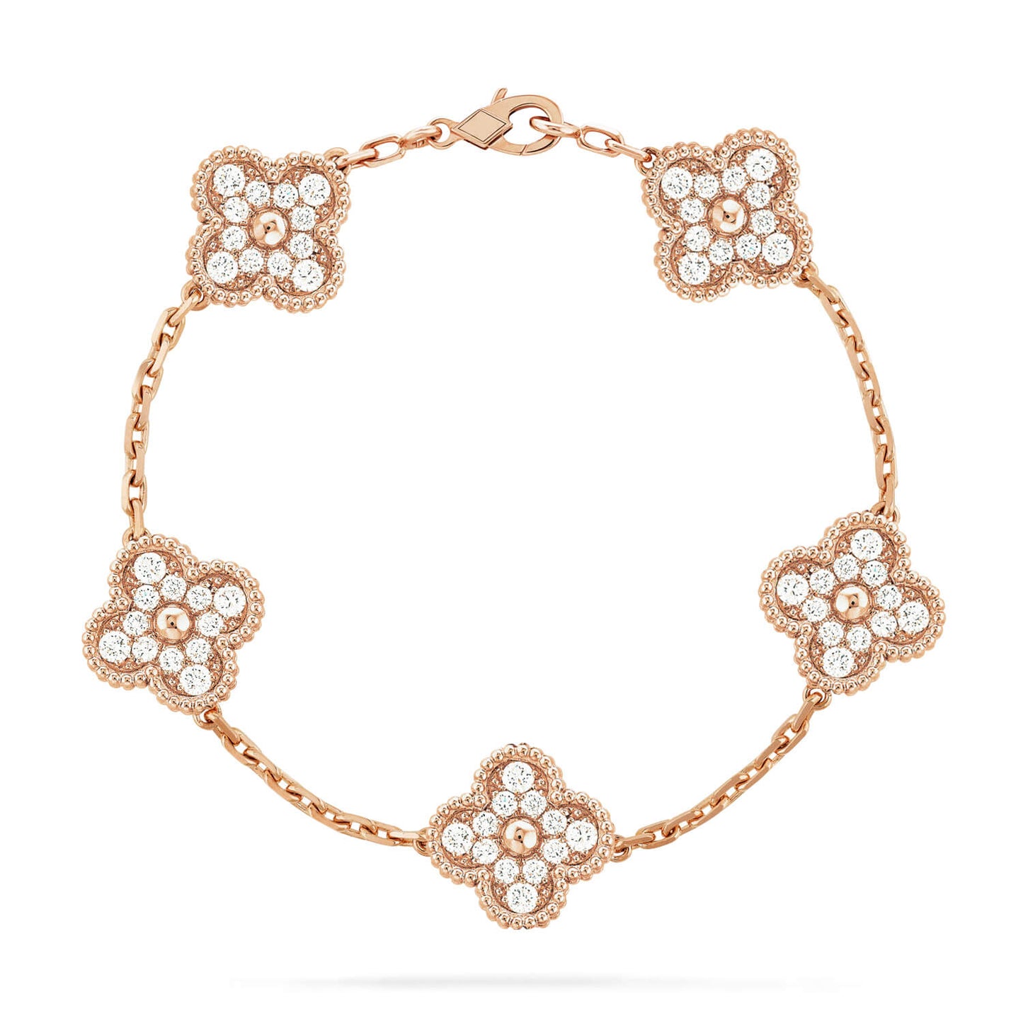 [Vicky]CLOVER 5 MOTIFS  FULL DIAMOND BRACELET