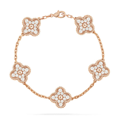 [Vicky]CLOVER 5 MOTIFS  FULL DIAMOND BRACELET
