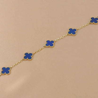 [Vicky]CLOVER 5 MOTIFS BLUE AGATE BRACELET