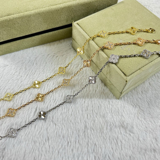 [Vicky]CLOVER 6 MOTIF DIAMOND LASER BRACELET