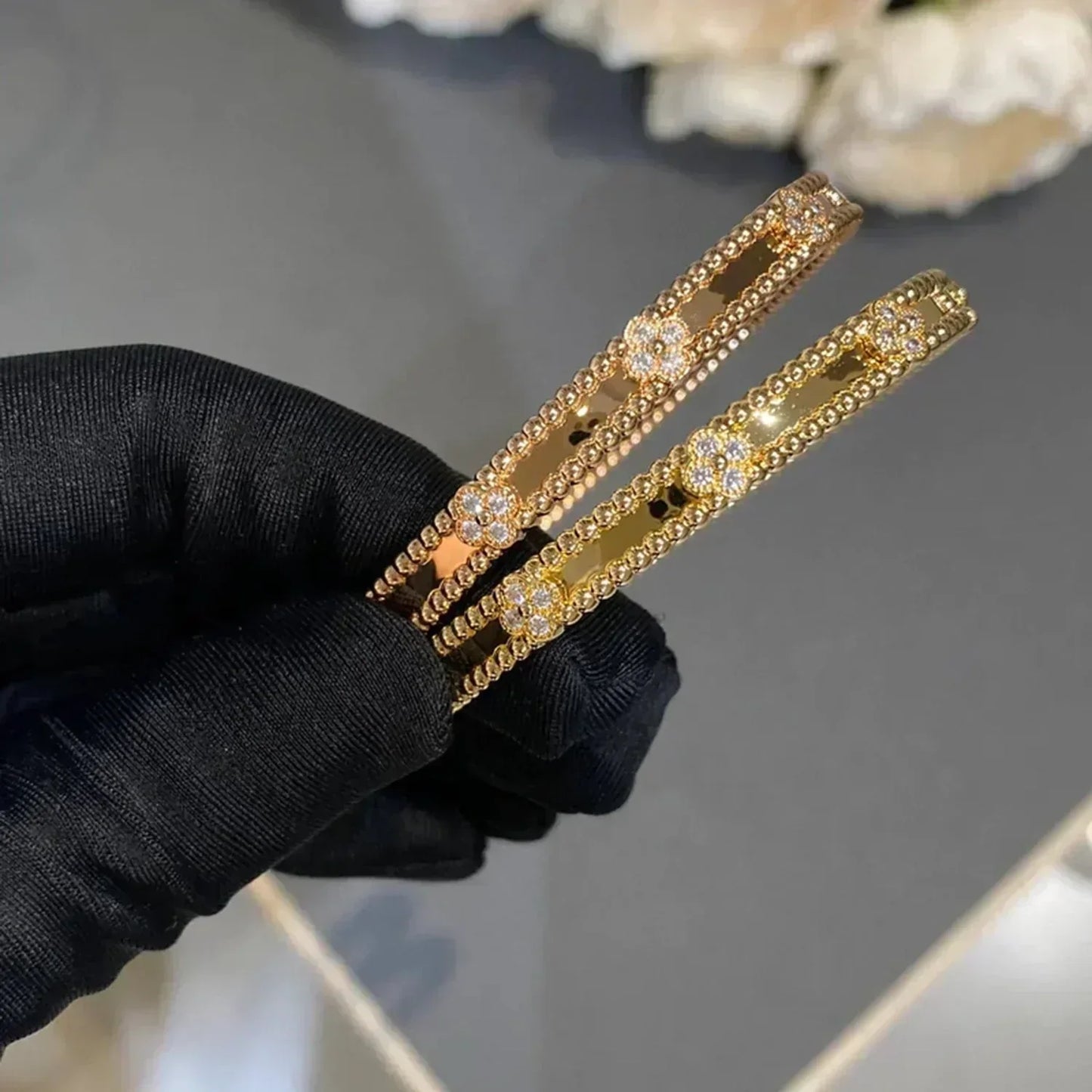 [Vicky]CLOVER BRACELET 4MM DIAMONDS