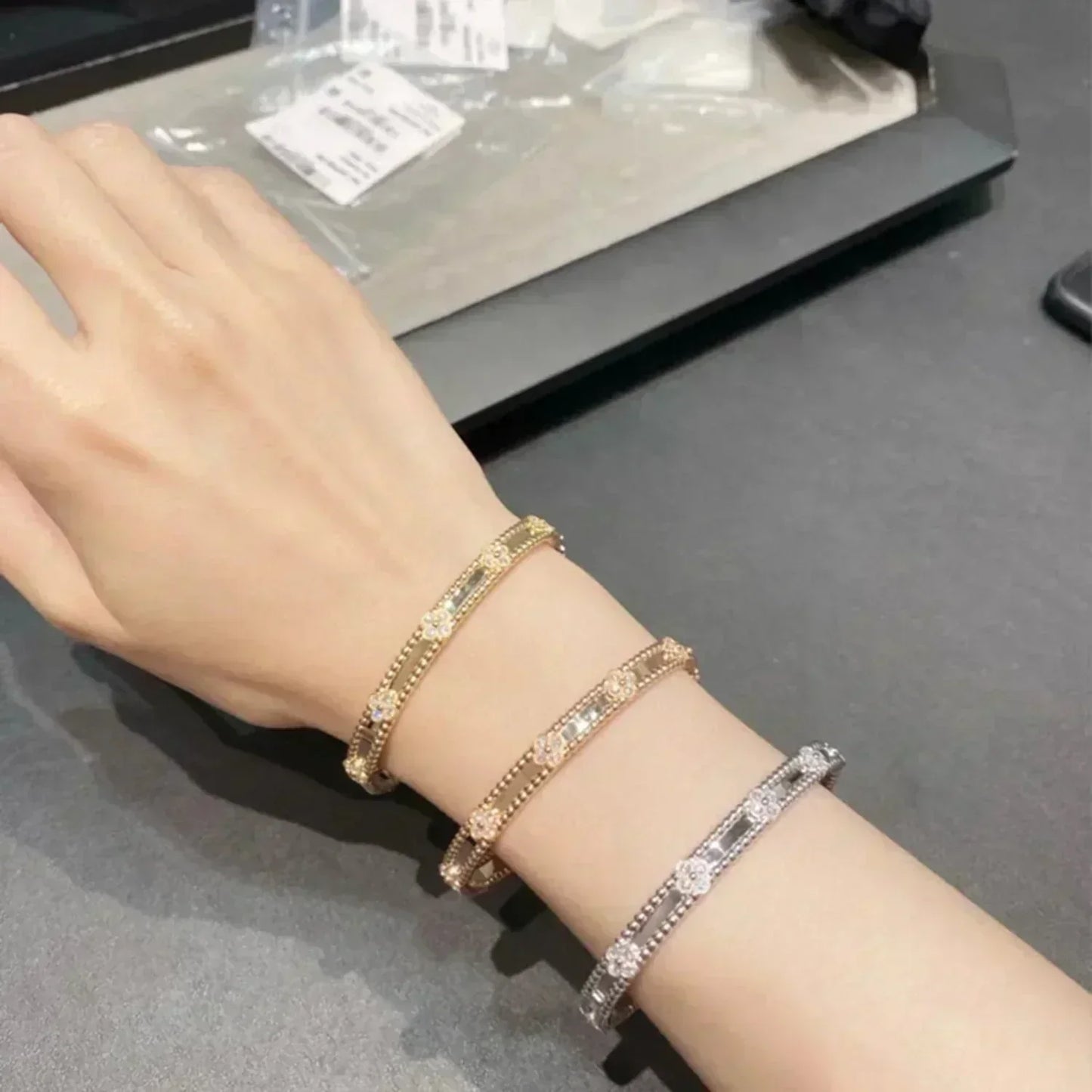 [Vicky]CLOVER BRACELET 4MM DIAMONDS