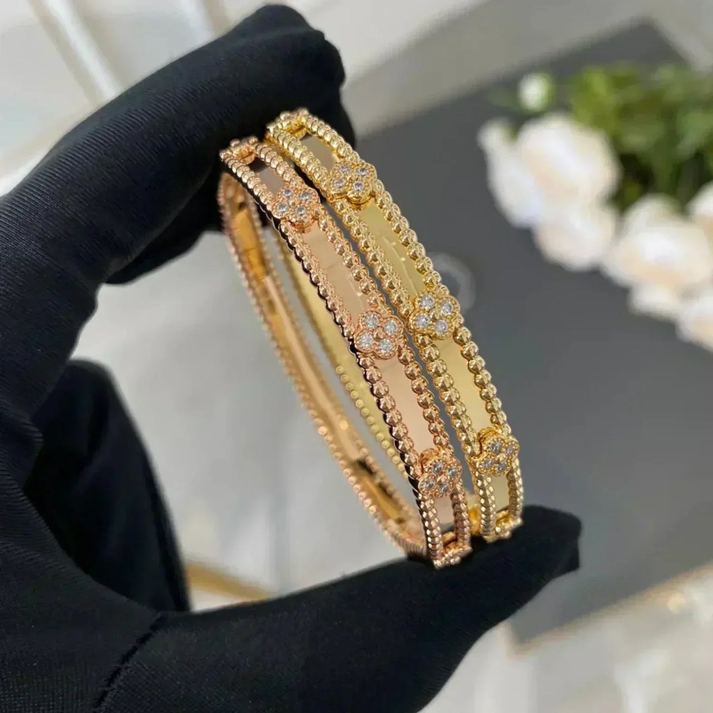 [Vicky]CLOVER BRACELET 4MM DIAMONDS