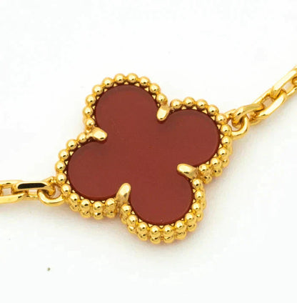 [Vicky]CLOVER 5 MOTIFS CARNELIAN DIAMOND BRACELET