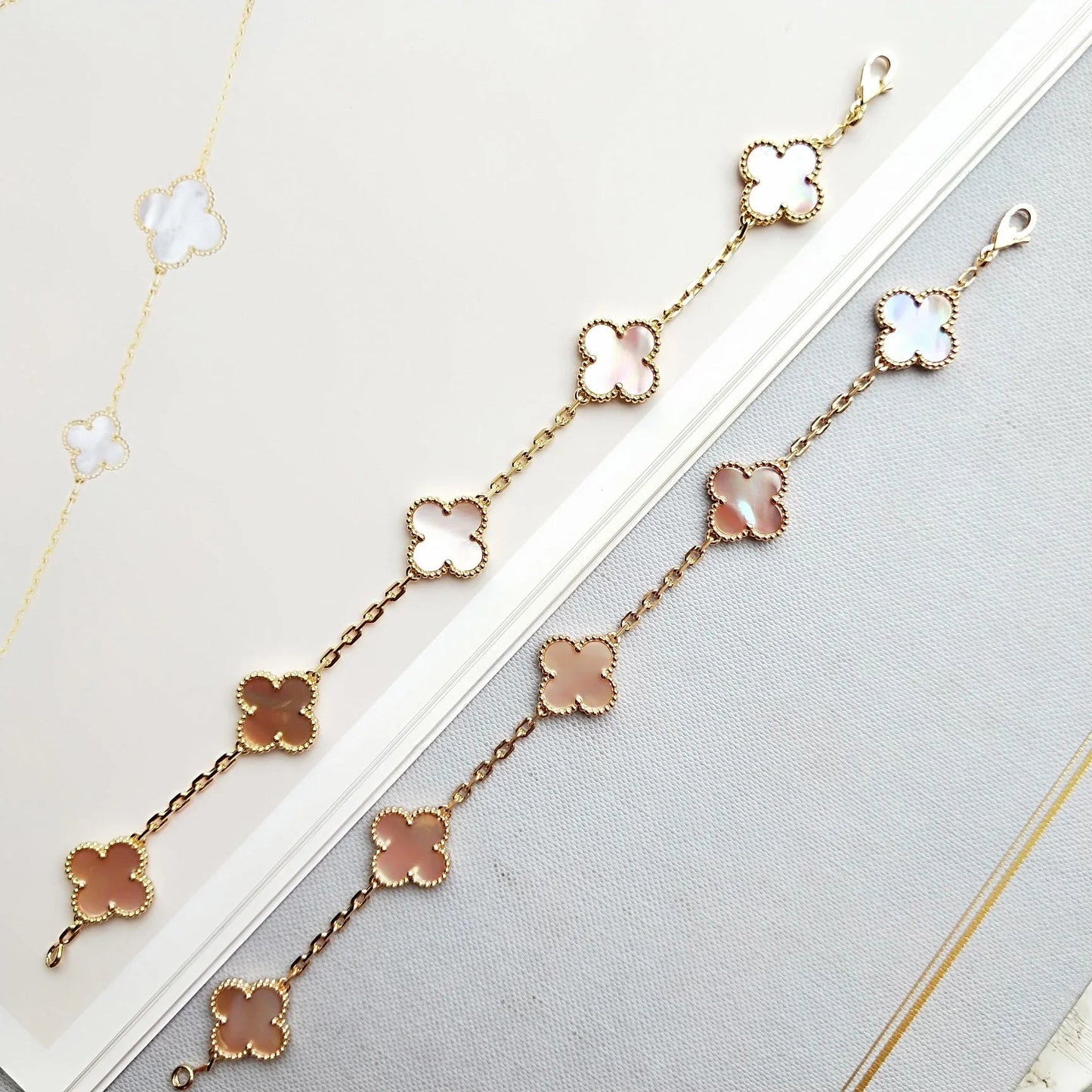 [Vicky]CLOVER 5 PINK MOP BRACELET