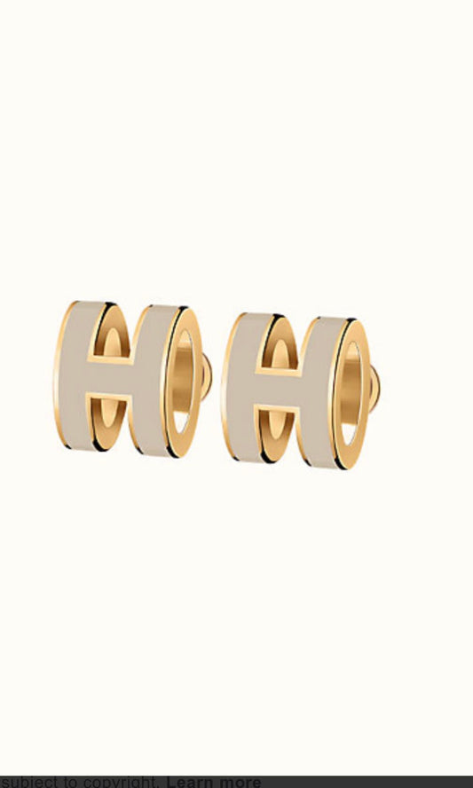 [Vicky]MINI POP H GOLD EARRINGS GREY