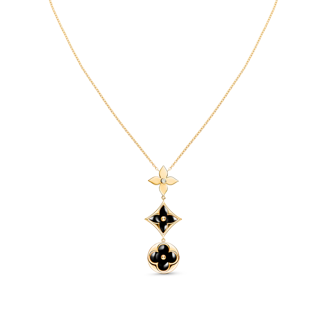 [Vicky]STAR AND SUN ONYX PINK GOLD NECKLACE