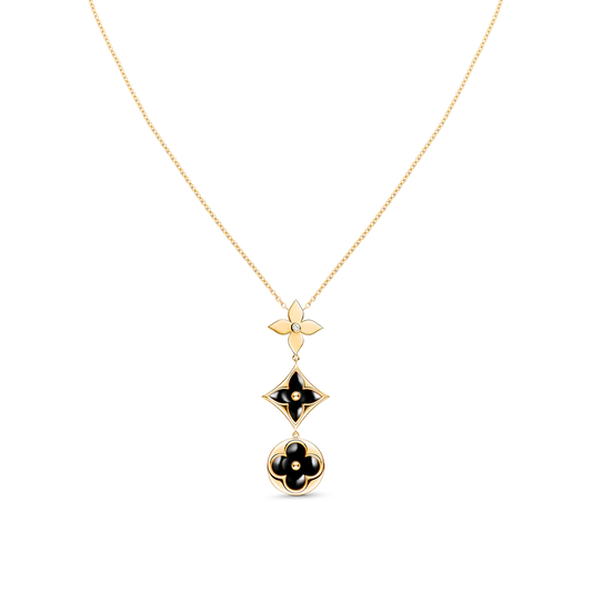 [Vicky]STAR AND SUN ONYX PINK GOLD NECKLACE