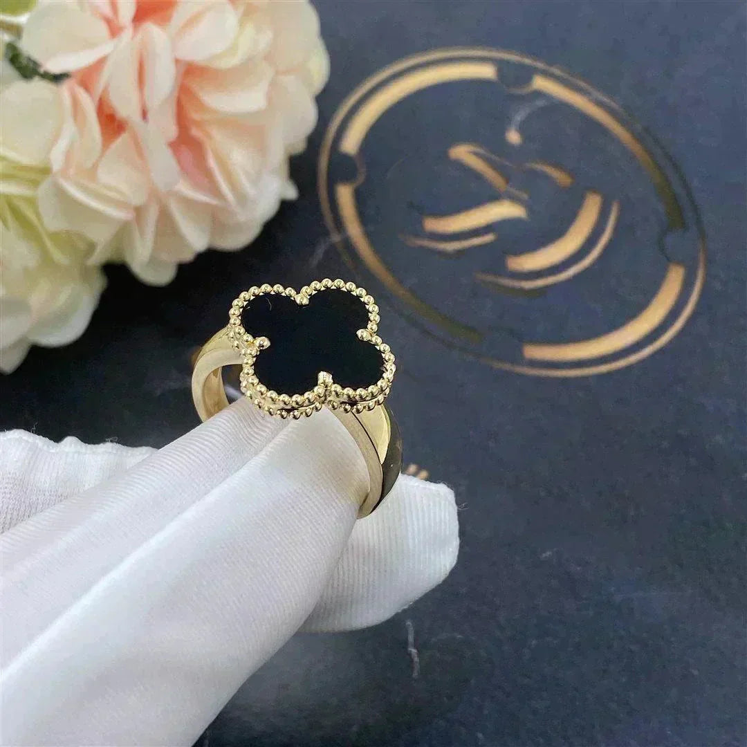 [Vicky]CLOVER ONYX RING