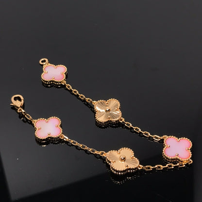 [Vicky]CLOVER BRACELET 5 MOTIF PINK AND PINK GOLD