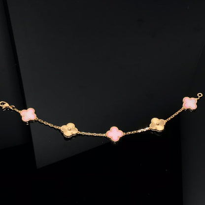[Vicky]CLOVER BRACELET 5 MOTIF PINK AND PINK GOLD
