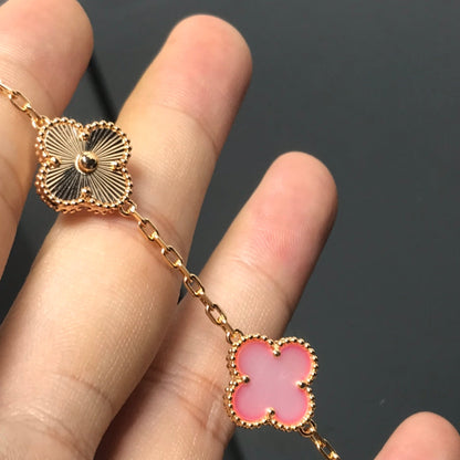 [Vicky]CLOVER BRACELET 5 MOTIF PINK AND PINK GOLD